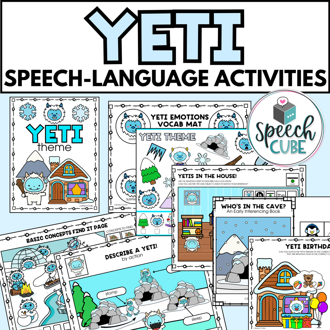 Yeti Themed Speech Therapy Activities